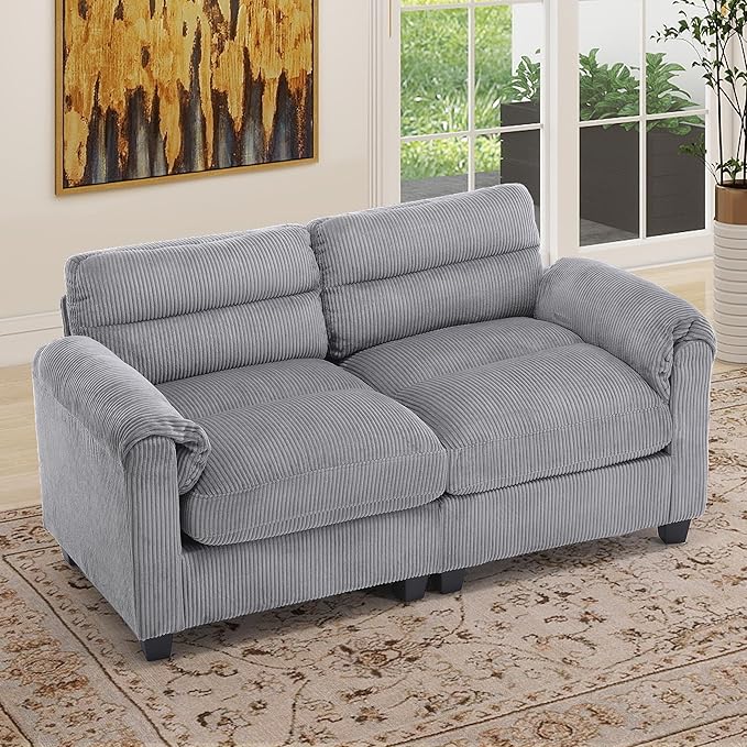 HAOMARKETS Corduroy 2-Seater Sofa, Upholstered Loveseat Couch