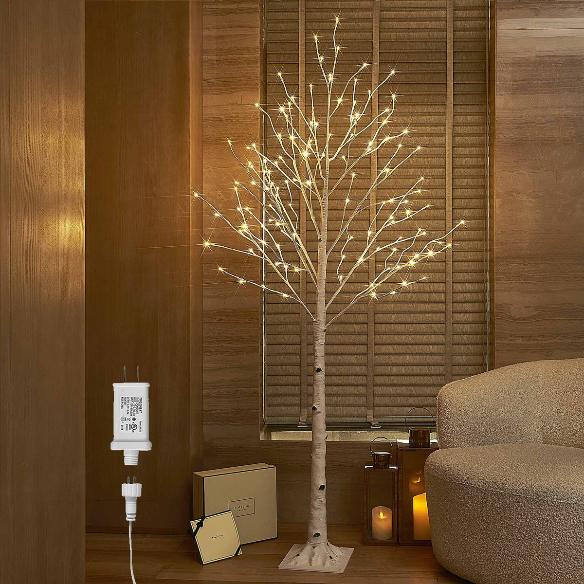 Hairui Lighted White Birch Tree 6FT, Twig Tree with Lights Plug in for Christmas Wedding Party Easter Decorations Indoor Outdoor Use