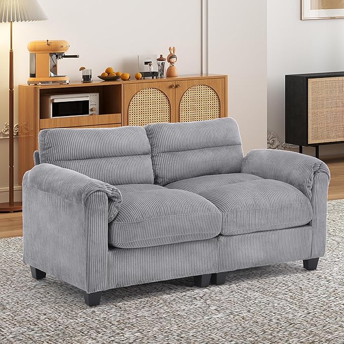 HAOMARKETS Corduroy 2-Seater Sofa, Upholstered Loveseat Couch